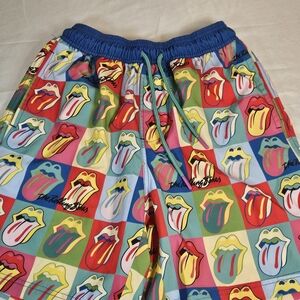 the Rolling Stones Colorful Pop-Art Logo Shorts